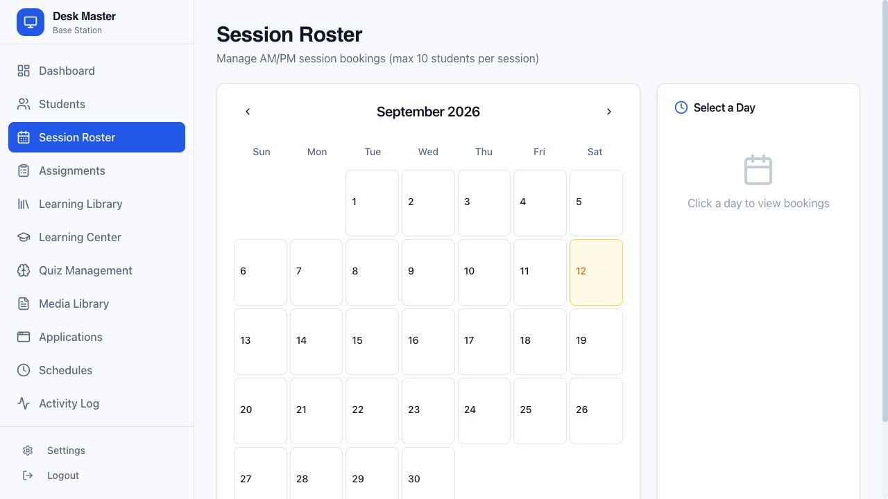 Desk Master classroom session roster